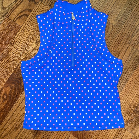 Lilly Pulitzer UPF 50+ Luxletic Callie Half-Zip borealis blue Lilly squared Med - Picture 8 of 12